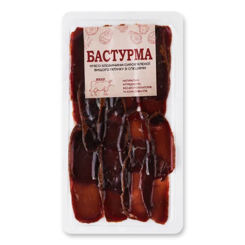 Бастурма Яловича Нарізка В/ґ Спеції ТОВ Гела-2015, Вакуум, 60г