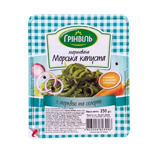 Морська капуста маринована з морквою та селерою Грінвіль п/у 250г