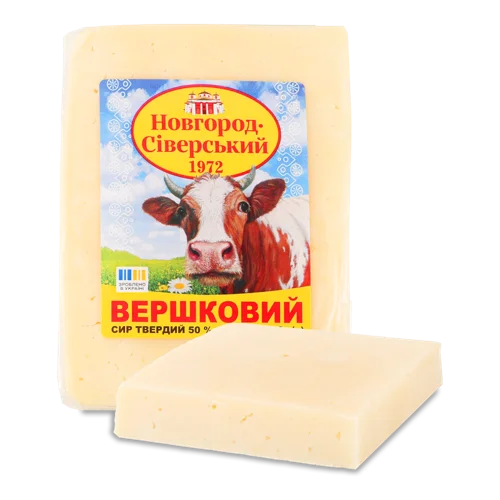 Сир Твердий Вершковий 50% В/ґ Новгород-Сіверський, 200г