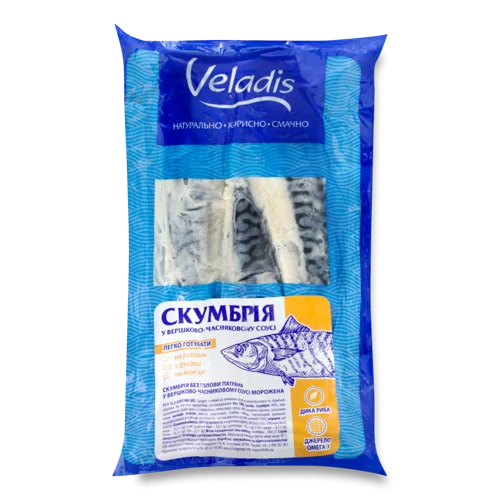 Скумбрія Морожена У Вершково-Часниковому Соусі Veladis б/г, 1 кг