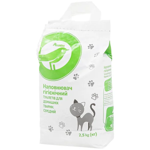 Наповнювач Auchan гігієнічний для тварин середній 2,5кг