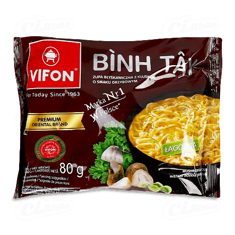 Суп Vifon з локшиною зі смаком грибів швидкого приготування, 80г