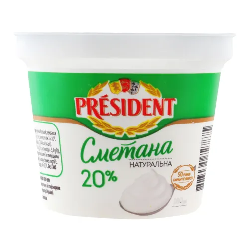 Сметана 20% President ст 180г