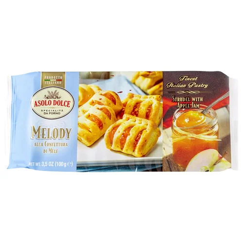 Печиво Asolo Dolce листкове з яблучним джемом 100г