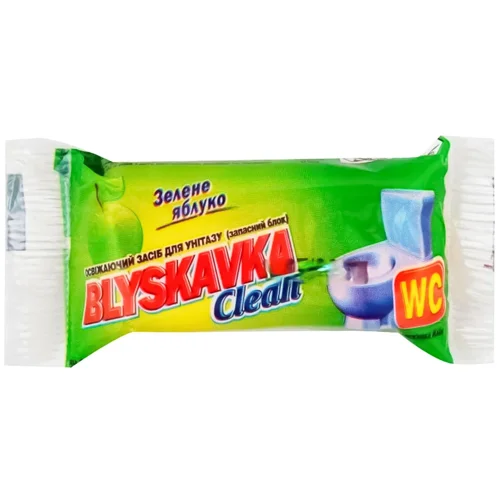 Освіжаючий засіб для унітазу Blyskavka Clean Зелене яблуко запасний блок 37г