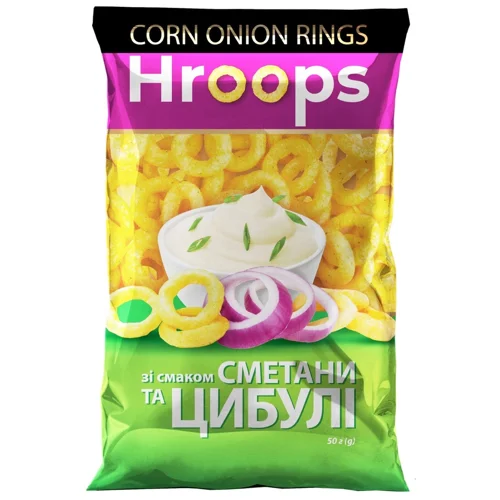 Вироби фігурні Hroops зі смаком цибулі та сметани 50г
