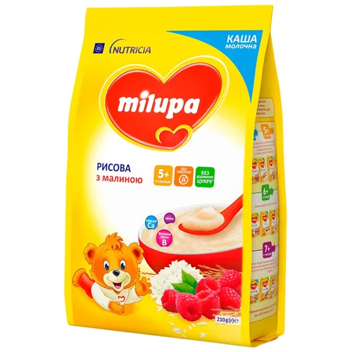 Каша Milupa рисова з малиною для дітей від 5-ти місяців 210г