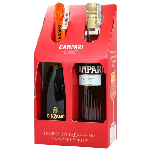 Набір Настоянка Campari 25% 0,7л та Вино ігристе Cinzano Pro-Spritz біле сухе 11% 0,75л