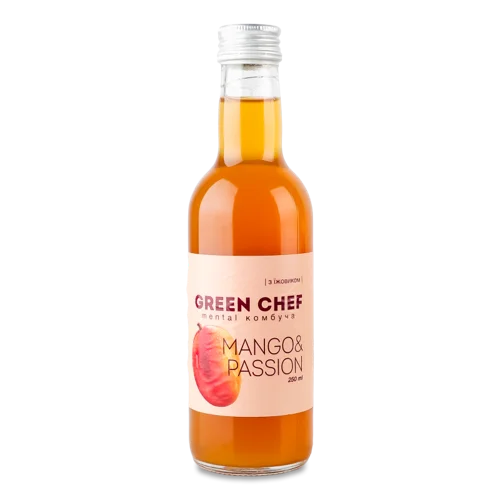 Комбуча Mango&Passion Mental Green Chef с/пл, натуральна, з їжовиком, 250мл