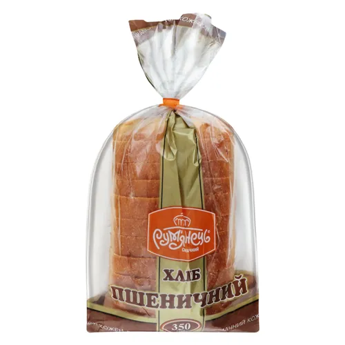 Хліб нарізний Пшеничний із борошна І сорту Рум'янець м/у 350г