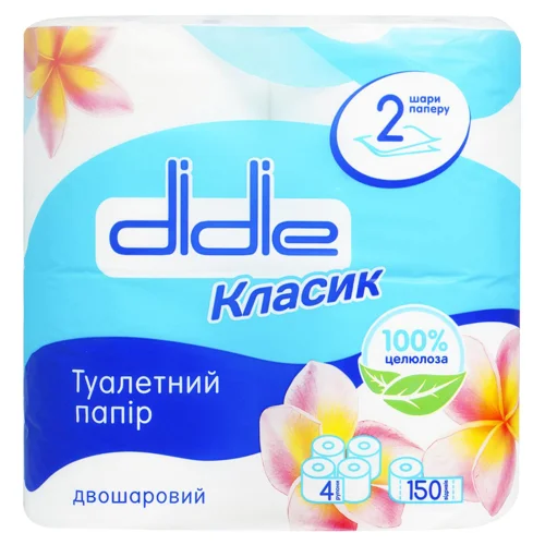 Туалетний папір Didie Класик Білий 2-шаровий 4шт