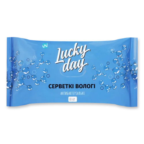 Вологі Антибактеріальні Серветки Lucky Day, 60 шт