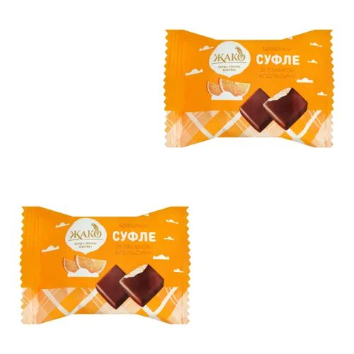 Цукерки глазуровані зі смаком апельсина Суфле Жако кг