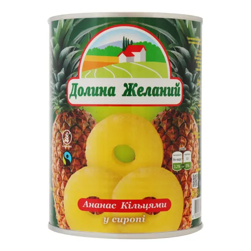 Ананас кільцями в сиропі Долина Желаний з/б 540г