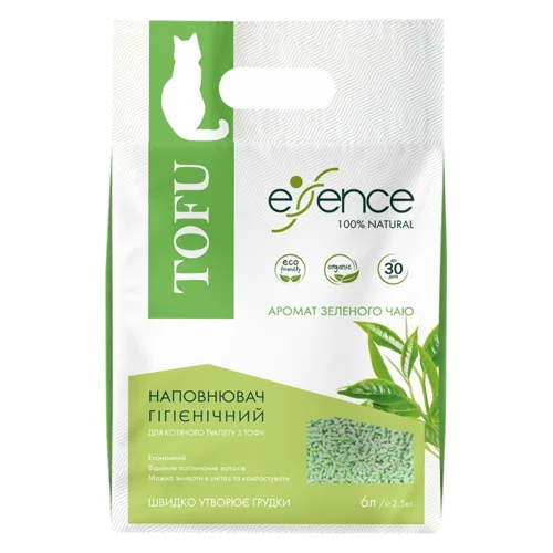 Наповнювач гігієнічний Essence для котів з тофу з ароматом зеленого чаю 2мм 6л
