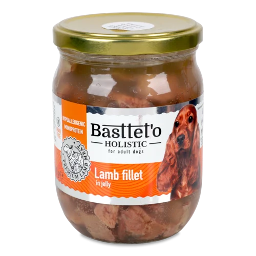 Корм Консервований Для Собак Шматочки Філе Ягня В Желє Holistic Basttet`o, с/б 500г