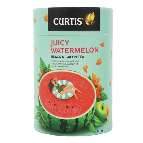 Чай чорний та зелений байховий листовий ароматизований Juicy Watermelon Curtis тубус 80г
