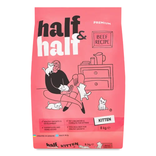 Корм для кошенят Half&Half Beef сухий