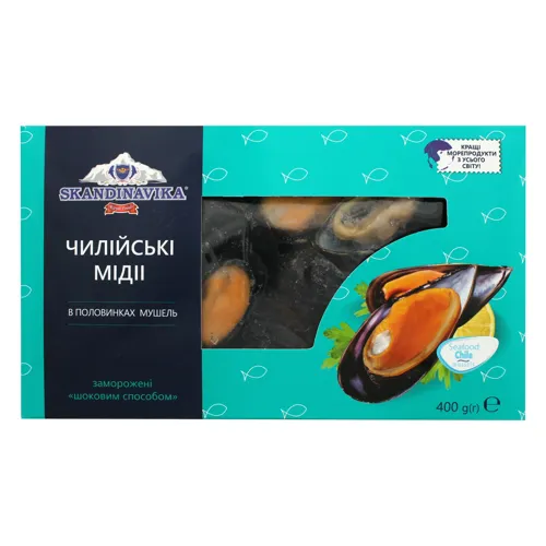 Мідії чилійські в половинках мушель Skandinavika к/у 400г