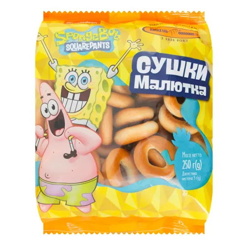 Сушки Малютка Spongebob Squarepants Київхліб м/у 250г