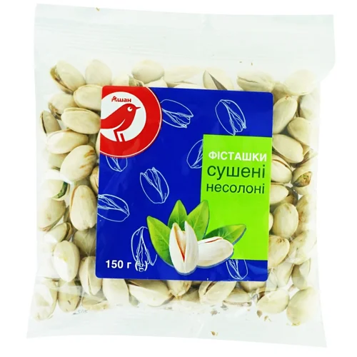 Фісташки Auchan сушені несолоні 150г