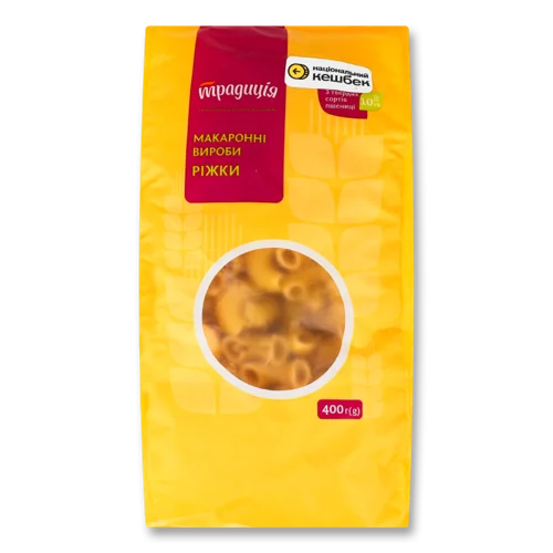 Макарони Ріжки Вищого Ґатунку, 400Г, Традиція