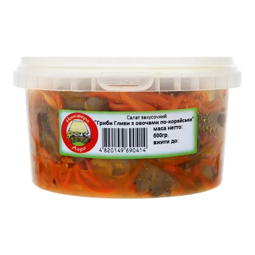 Салат закусочний Гриби гливи з овочами по-корейськи Ноосфера-Агро п/у 500г