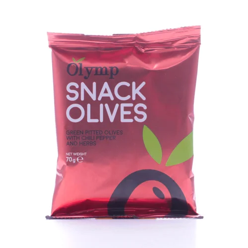 Оливки Olymp перець чилі-трави зелені б/кісточки,70г
