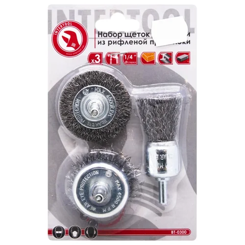 Набір щіток Intertool дротяних для дриля 1/4 3шт BT-0300