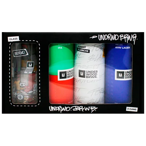 Набір пива Underwood Brewery Culture Tasting Middle Set нефільтроване 3шт*0,33л + келих
