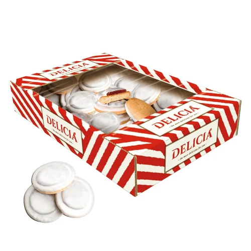 Печиво Delicia здобне збивне у молочній глазурі зі смаком вишні 300г