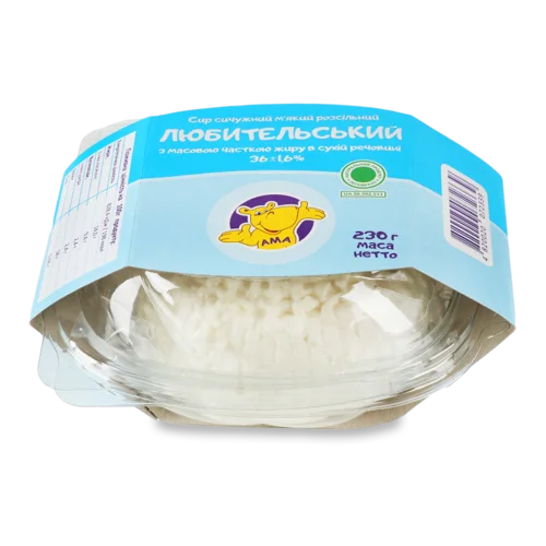 Сир М'який Розсільний Сичужний 36% Любительський Ама, к/у, 230г