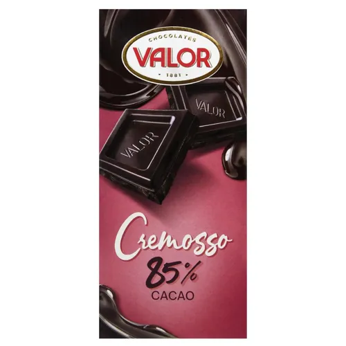 Шоколад чорний Valor Cremosso з мигдалевою пастою 85%, 90г
