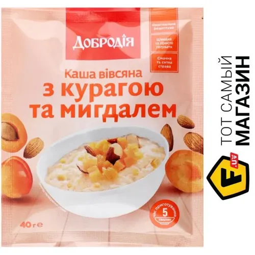 Каша Добродія вівсяна з курагою та мигдалем 40г
