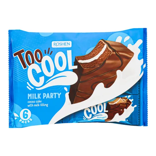 Тістечка бісквітні глазуровані Milk Party Too Cool Roshen м/у 6х45г