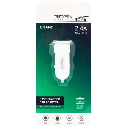 Зарядний пристрій авто Ridea RCC-21012 Grand 2USB 2.4 A white