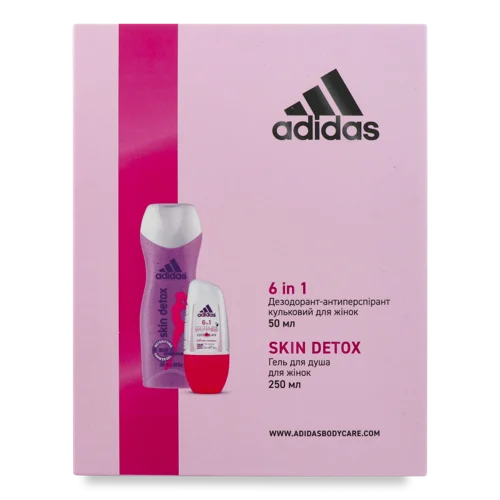 Набір для Жінок Дезодорант-антиперспірант 6in1+Гель для Душу Skin Detox Adidas, 1шт