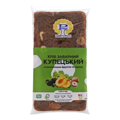 Хліб заварний нарізний Купецький Рома м/у 0.285кг