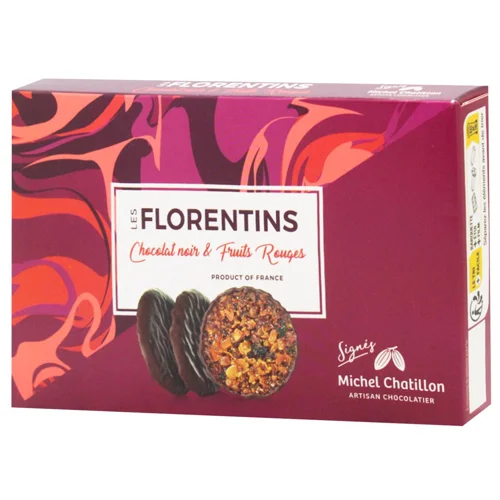 Печиво Maison de Florentins Флорентіні в чорному шоколаді з червоними фруктами та мигдалем 100г
