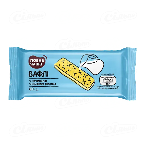 Вафлі «Повна Чаша»® з молочним смаком, 80г