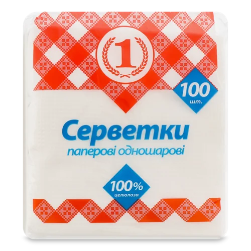 Паперові Серветки Одношарові ТМ "1", 100 шт