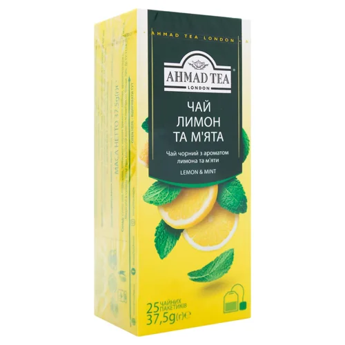 Чай чорний Ahmad Лимон та м'ята 25шт*1,5г