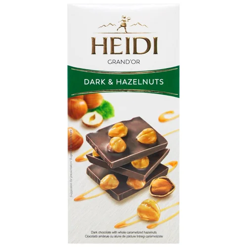 Шоколад темний Heidi Grand'or Dark & Hazelnut з цілим карамелізованим фундуком 100г