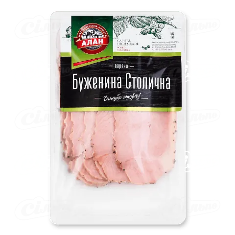 Буженина «Алан» «Столична» варена вищого ґатунку, нарізка, кг