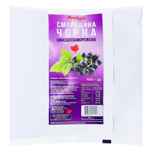 Смородина чорна Auchan швидкозаморожена 400г