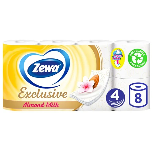 Туалетний папір Zewa Exclusive Almond Milk білий 4-шаровий 8шт