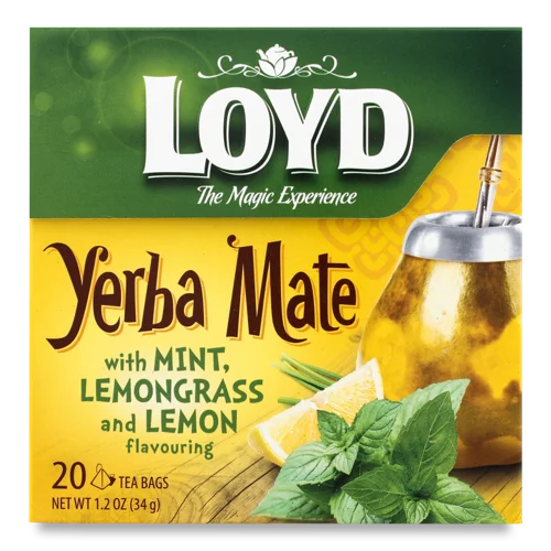 Чай Yerba Mate З М'ятою, Лемонграсом Та Лимоном, в/ґ, к/у 20х1.7г