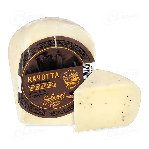 Сир «Лавка Традицій» Soloviov «Качотта» з трюфелем напівтвердий з овечого молока 30-60%, кг