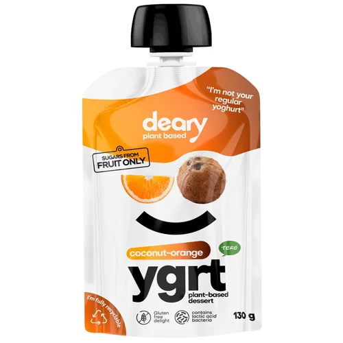 Десерт Deary на рослинній основі зі смаком кокосу та апельсину без цукру 130г