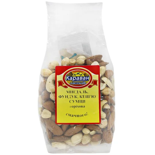 Суміш горіхів Караван ласощів мигдаль-фундук-кеш'ю 180г